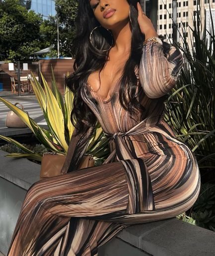 Mind Of My Own Maxi Dress - Brown/combo